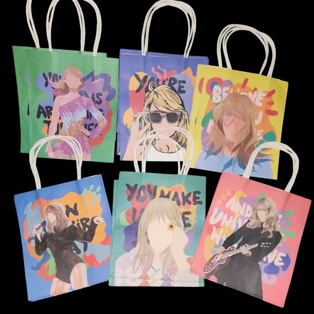 12pk Double sided  Taylor Swift Gift/Goody Bags. Perfect for Parties,  Valentine